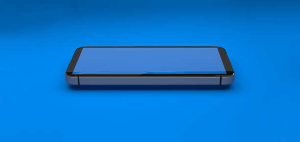 蓝色智能手机在透视-模型的正面与空白屏幕图片下载