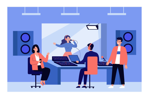 人们在录音室录制歌曲图片下载