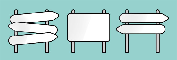 不同的标志图标集。路标图标。现代路牌的轮廓。图片下载