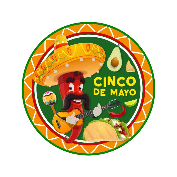 Cinco de Mayo矢量图标。墨西哥流浪辣椒图片下载