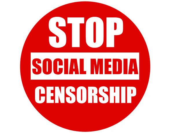 停止社交媒体审查，禁止进入标志上的文字图片下载