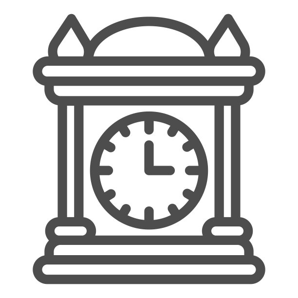 古董时钟线图标，童话的概念，复古的桌子马车钟标志在白色的背景，老木头手表图标轮廓风格的移动概念和网页设计。矢量图形。图片下载