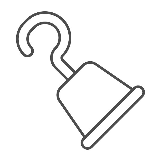 海盗钩臂细线图标，童话概念，铁臂标志的白色背景，海盗船长钩的图标轮廓风格的手机概念和网页设计。矢量图形。图片下载