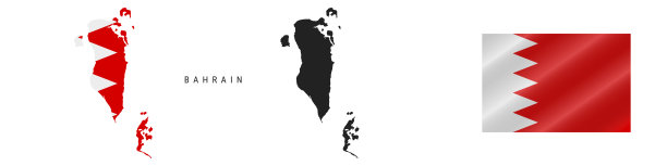 巴林。详细的地图。详细的轮廓。挥舞着国旗。矢量图图片下载