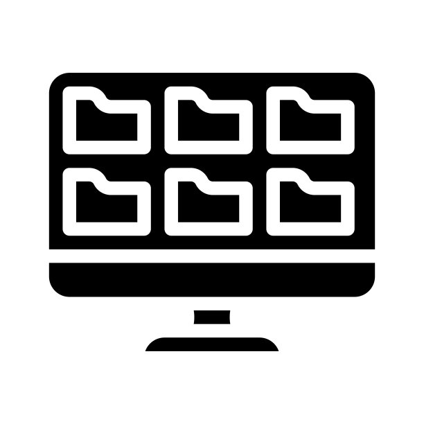 文件夹的操作系统字形图标矢量插图图片下载