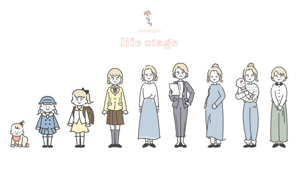 女性人生阶段插画，矢量图图片下载