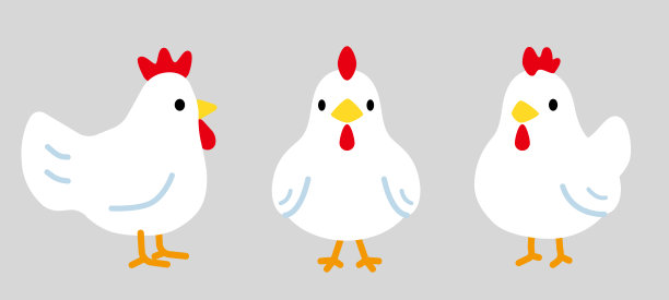 PrintRounded silhouette chicken, side-front舔鸡，3-way set (no line)图片下载