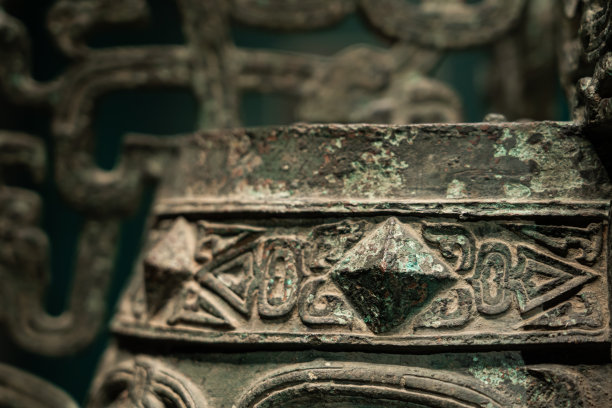 中国古代青铜图案特写图片下载