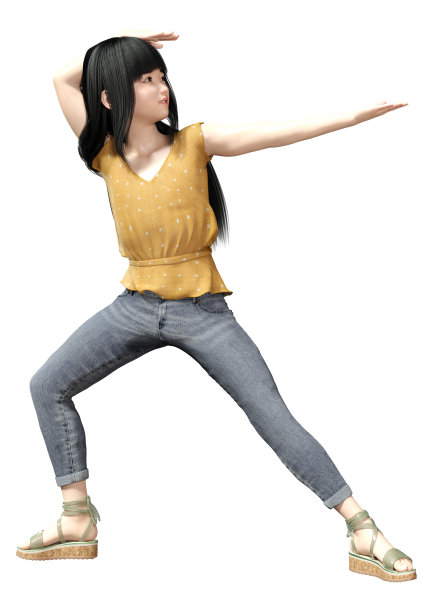 3D插图亚洲女孩在白色图片下载