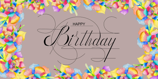 明信片，互联网横幅，平躺着一个生日问候，与题词-生日快乐图片下载