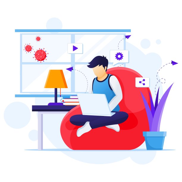 在家工作的概念，一个人在笔记本电脑上工作，在冠状病毒疫情期间呆在家里隔离图片下载