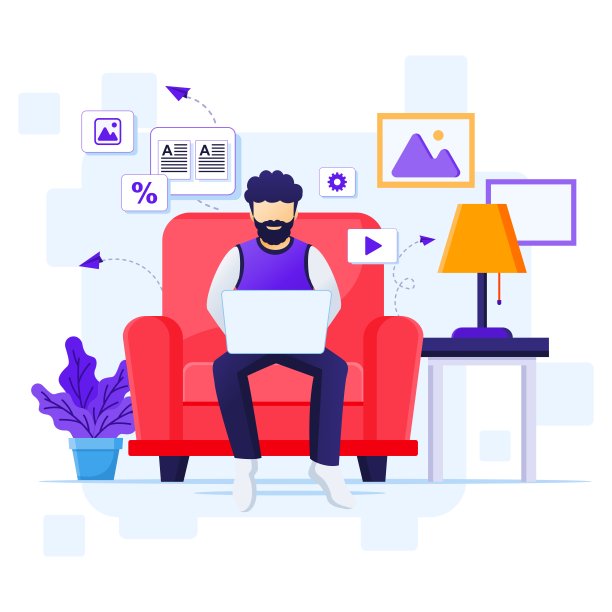 在家工作的概念，一个人在笔记本电脑上工作，坐在沙发上，呆在家里，在冠状病毒疫情期间隔离图片下载