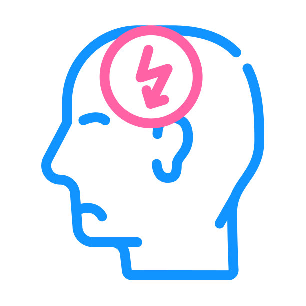 头部切割疼痛，头痛彩色图标矢量插图图片下载