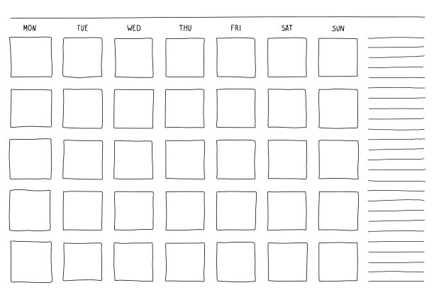 模板空白的月计划与地方的笔记图片下载