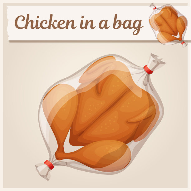 袋子里的鸡。卡通矢量图图片下载
