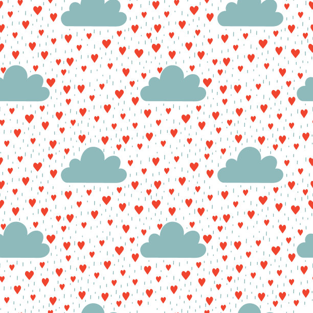 天衣无缝的图案，云朵和心形的情人节。图片下载