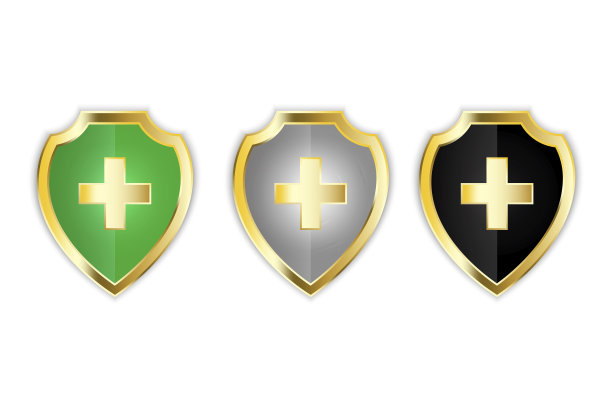 带十字架的盾牌。保护图标矢量。保健概念。经营理念。股票的形象。每股收益10。图片下载