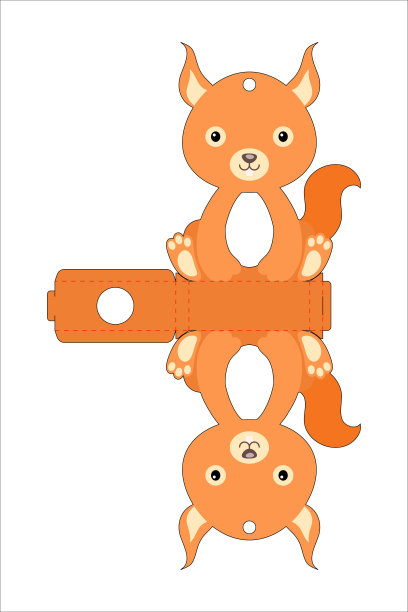 可爱的复活节彩蛋持有人松鼠模板。复活节彩蛋的零售纸盒。可打印颜色方案。激光切割矢量模板。独立包装设计说明。图片下载