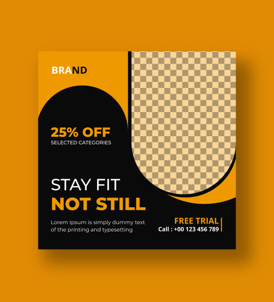 健身或健身社交媒体张贴模板设计，健身不仍然横幅设计，体育横幅图片下载
