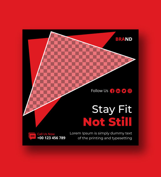 健身或健身社交媒体张贴模板设计，健身不仍然横幅设计，体育横幅图片下载