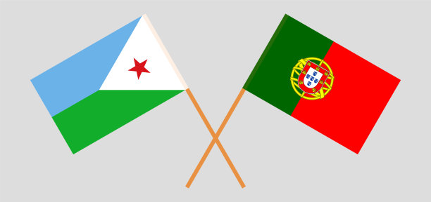 吉布提和葡萄牙国旗交叉图片下载