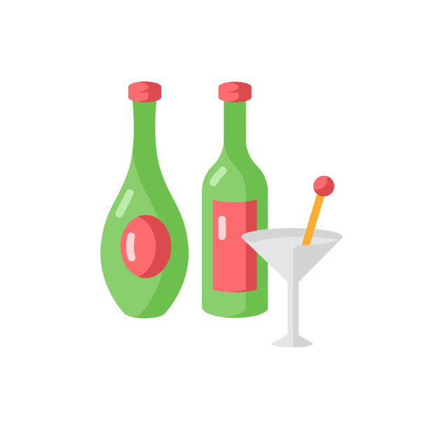 葡萄酒和烈酒矢量平面颜色图标图片下载