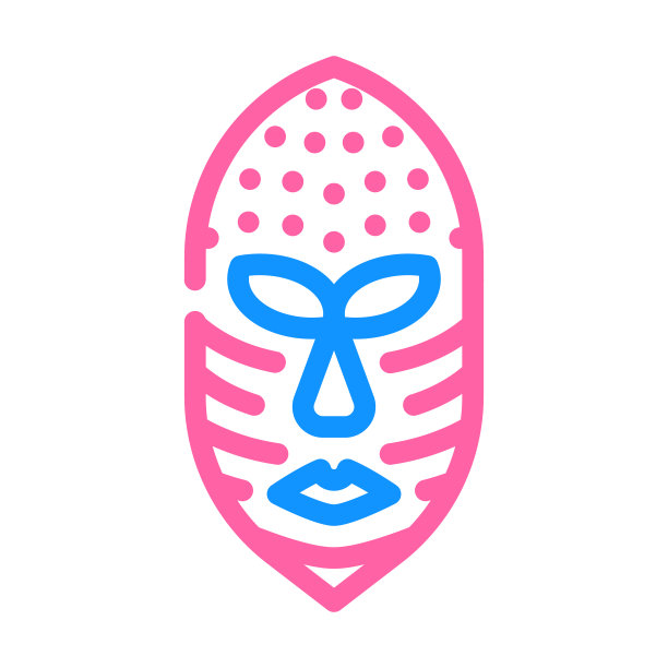 面具博物馆展出彩色图标矢量插图图片下载