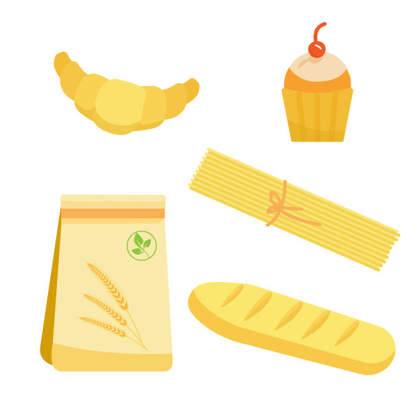 烘焙产品。小麦面粉产品。矢量插图。图片下载