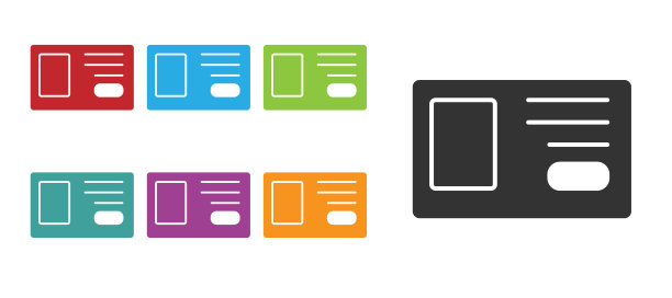 黑色标识牌图标隔离在白色背景上。它可以用于展示，公司的身份，广告。设置图标丰富多彩。向量图片下载