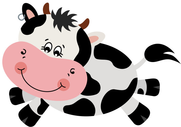 可爱的奶牛跳孤立的白色图片下载