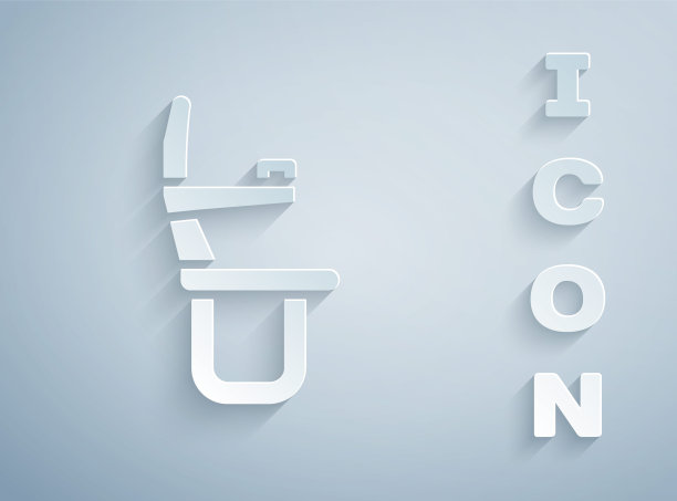 剪纸飞机座位图标孤立在灰色背景。纸艺术风格。向量图片下载