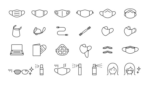 一组图标，用于各种类型的蒙版和有用的蒙版相关项目。图片下载