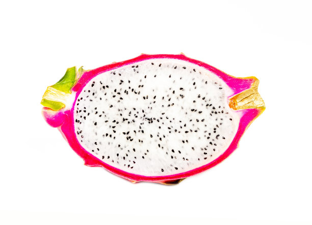 鲜嫩的半片火龙果，孤立在白色背景上图片下载