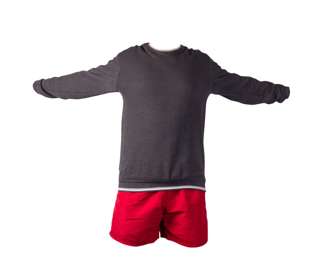 带有兜帽的熨斗拉链的运动衫和孤立在白色背景上的运动短裤。休闲运动服装图片下载