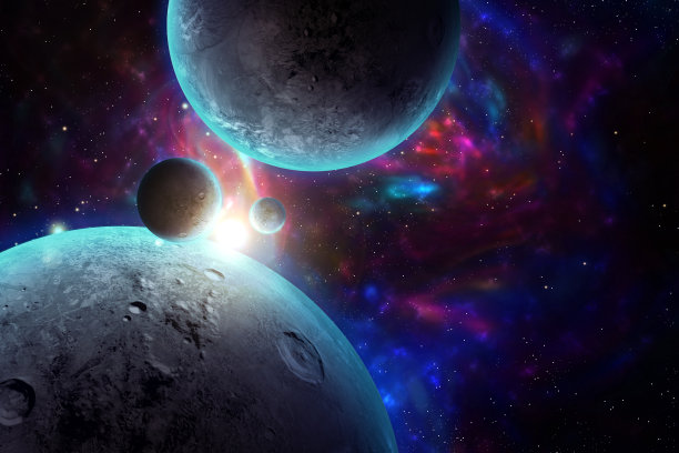 3D渲染星系空间场景与行星图片下载