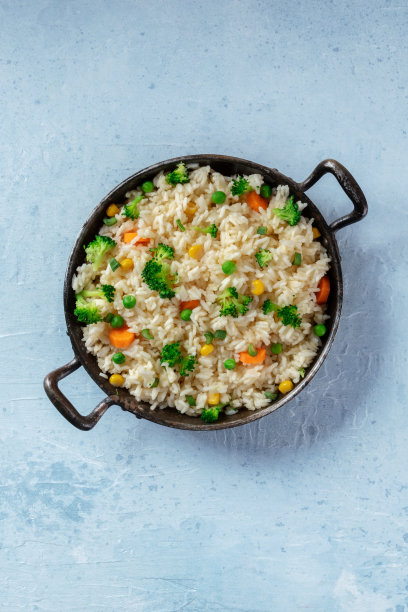 素食米饭和蔬菜，上图图片下载