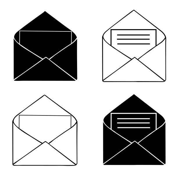 剪影信封涂鸦图标。手绘黑色草图。标志符号。装饰元素。白色背景。孤立。平面设计。矢量插图。图片下载