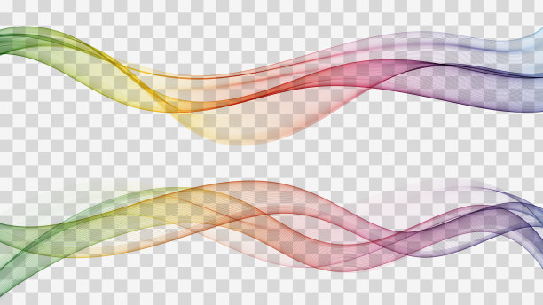 一组透明的波浪。抽象矢量彩色背景波。图片下载