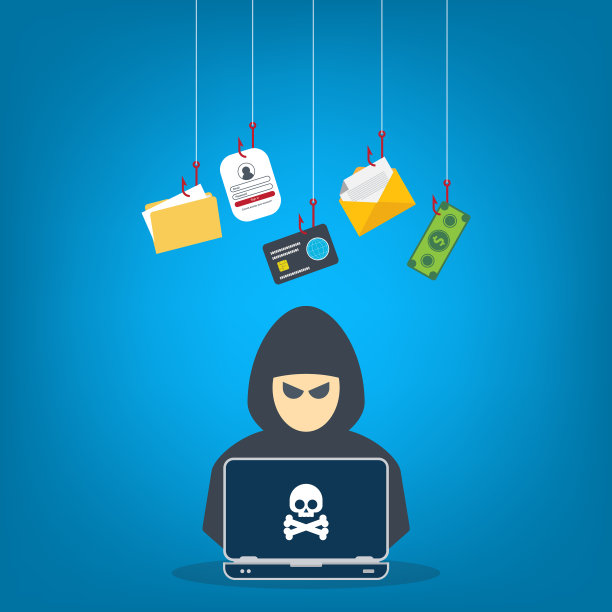 黑客用笔记本电脑窃取机密数据，个人信息和信用卡细节。黑客的概念。图片下载