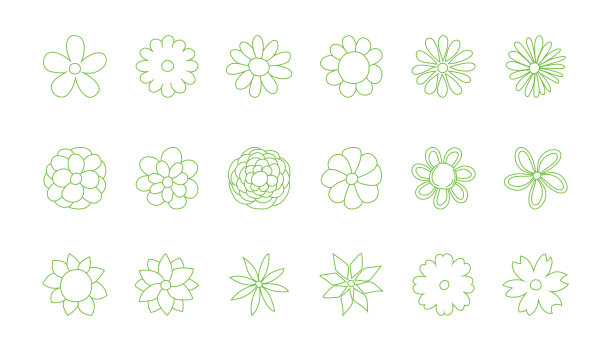 矢量线图标设置简单的涂鸦花。图片下载