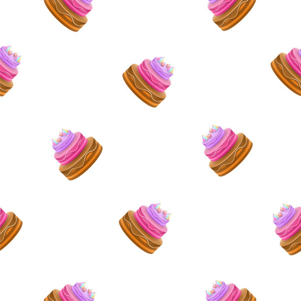 无缝图案抽象元素蛋糕甜生日矢量设计风格背景插图图片下载