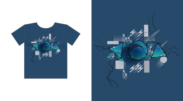 现代神经艺术，几何抽象，绘画。t恤印花设计图形图片下载