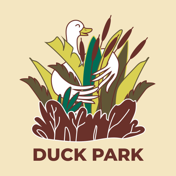 彩色插图鹅拥抱芦苇图片下载