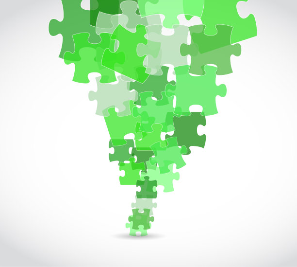 绿色拼图插图设计图片下载