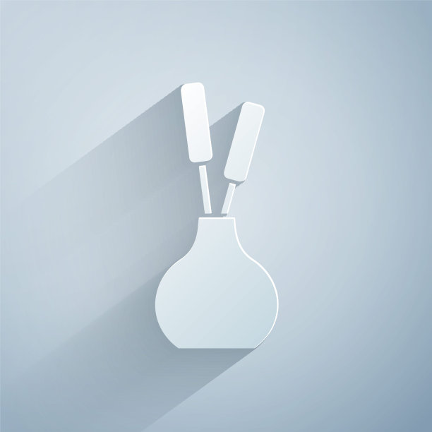 剪纸花瓶图标孤立在灰色背景。纸艺术风格。向量图片下载