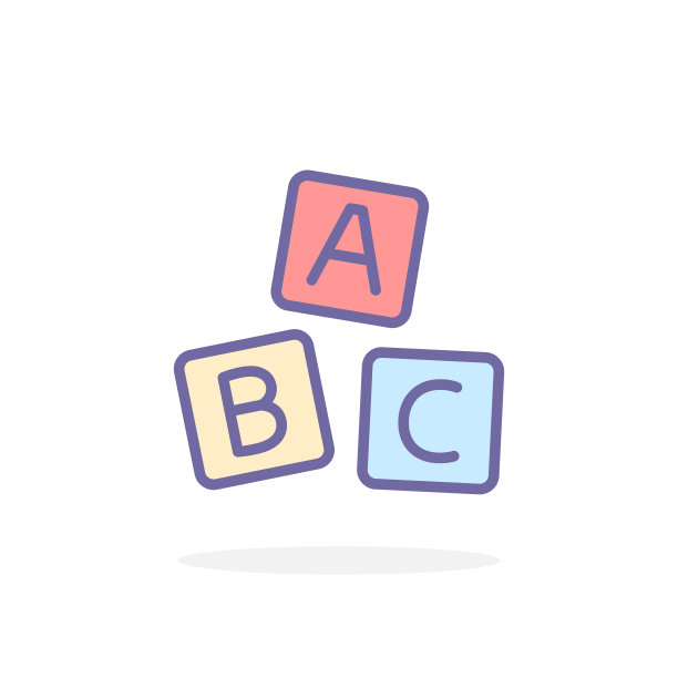 ABC块图标在填充轮廓样式。图片下载