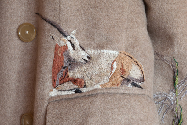 羚羊服装刺绣。静物特写图片下载