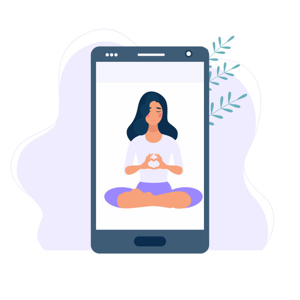 在线瑜伽概念与移动图片下载