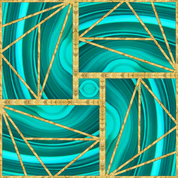 现代的镶嵌,镶嵌。彩色玻璃风格的插图。装饰艺术背景。大理石和黄金的几何图案纹理，人工结构的石材。抽象印刷，创意瓷砖表面。图片下载