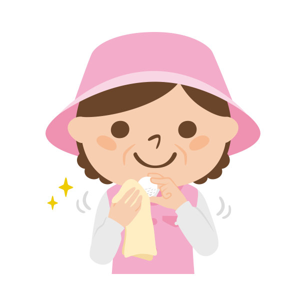 一个女球童在高尔夫球场上工作的插图。用毛巾擦高尔夫球的女人。图片下载